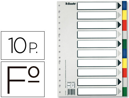 Juego de 10 separadores  multitaladro Esselte plástico Folio 5 colores